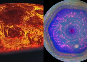 Clima estranho de Saturno e Júpiter pode explicar o que há sob suas nuvens